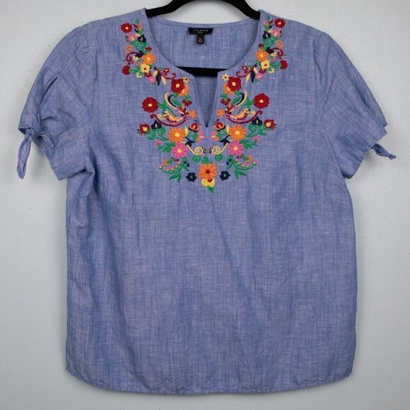 Talbots chambray embroidered top-SP - Picture 1 of 5
